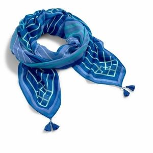Vera Bradley Square Scarf in Blue Tonal Stripe